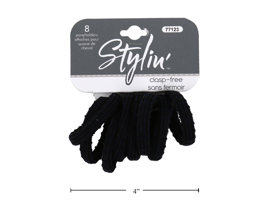 Stylin' Black Ponyholders - Clasp Free ~ 8 per pack-0