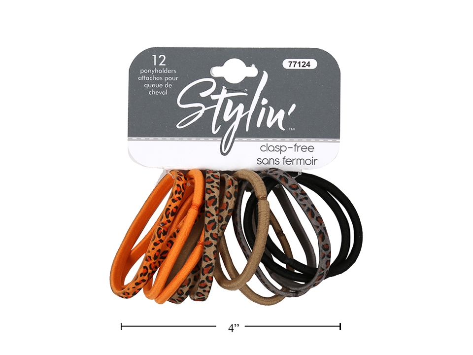 Stylin' Animal Printed Ponyholders - Clasp Free ~ 12 per pack-0