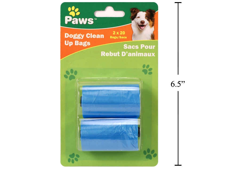 PAWS Doggy Clean-Up Bags ~ 2 x 20 bags per roll-0