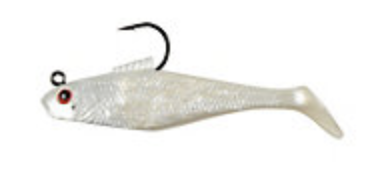 Berkley 4" Pre-Rigged Swim Shad ~ Pearl Red Eye-0