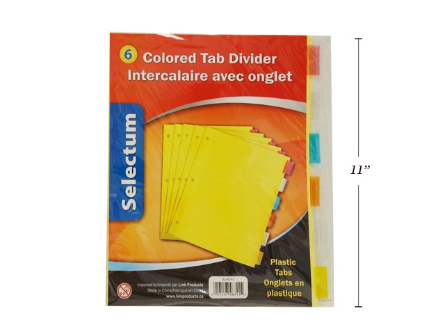 Selectum Index Dividers with Plastic Colored Tabs ~ 6 per pack-0