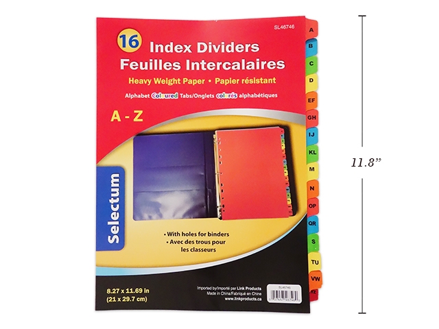 Selectum Alphabet Color Index Dividers with 16 Tabs -0