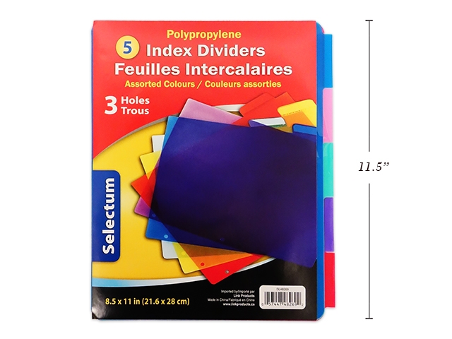 Selectum Poly Index Dividers with White Inserts ~ 5 per pack-0