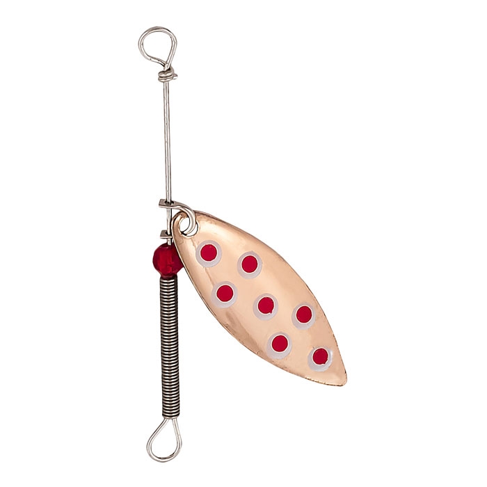 Lucky Strike Single Willow Leaf Spinners - 2 per card ~ #28 Red Spot-0