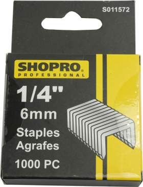 ShopPro Staple Gun Staples - 1/4" / 6 mm ~ 1000 per pack-0