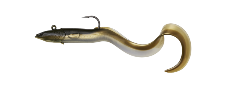 Savage Gear Real Eel Jig - 8", 2-1/3oz ~ Sinking Olive Brown Pearl-0