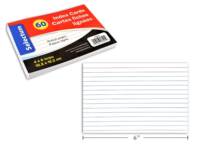Selectum Index Cards 4" x 6" - Ruled - White ~ 60 per pack-0