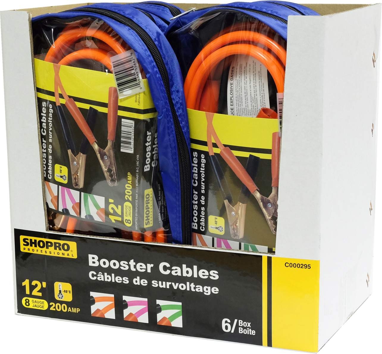 Booster Cables, 8 Gauge ~ 12' Long -0
