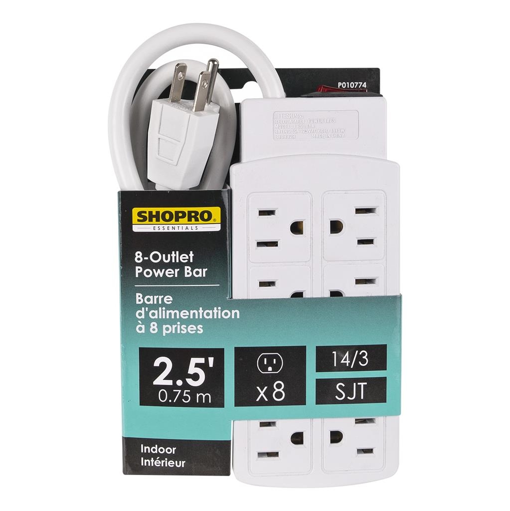 ShopPro Power Bar 8 outlets ~ 2.5' cord-0