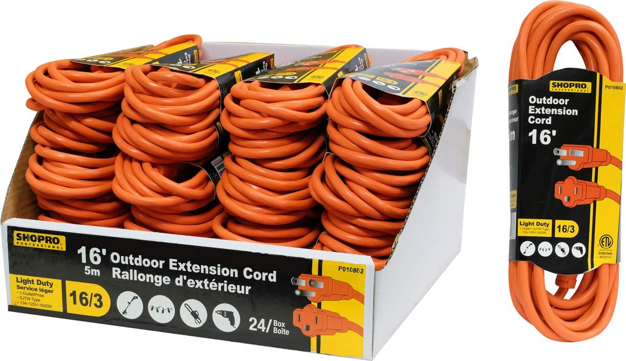 ShopPro Outdoor Orange Extension Cord ~ 16'-0