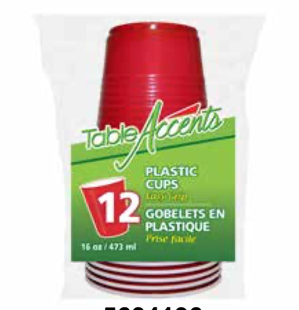 Table Accents Plastic Red Cups with White Interior - 16oz ~ 12 per pack-0