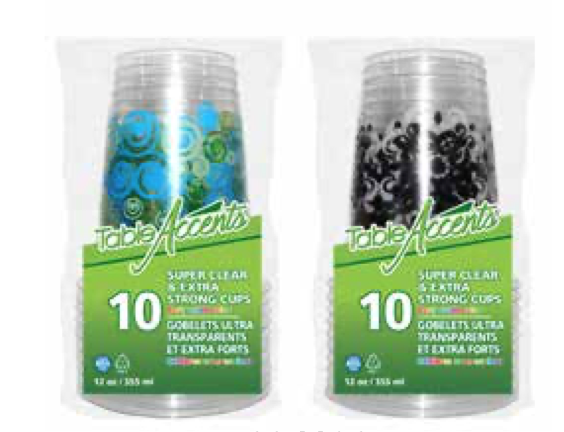 Table Accents Plastic Printed Cups, Extra Strong - 12oz ~ 10 per pack-0