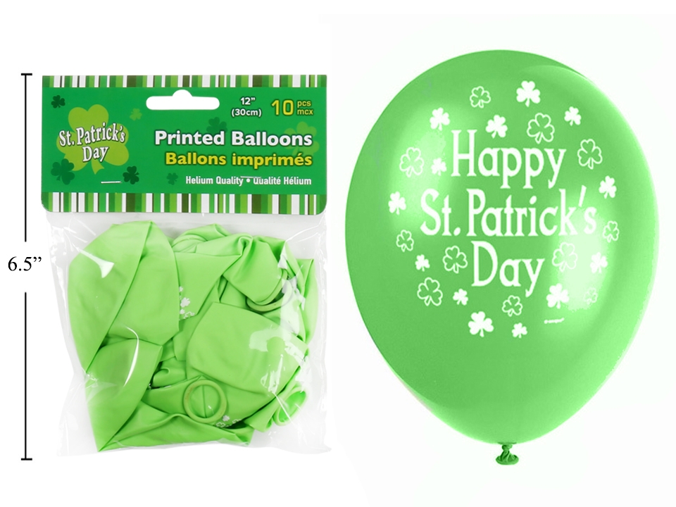 St. Patrick's Day 12" Printed Balloons ~ 10 per pack-0