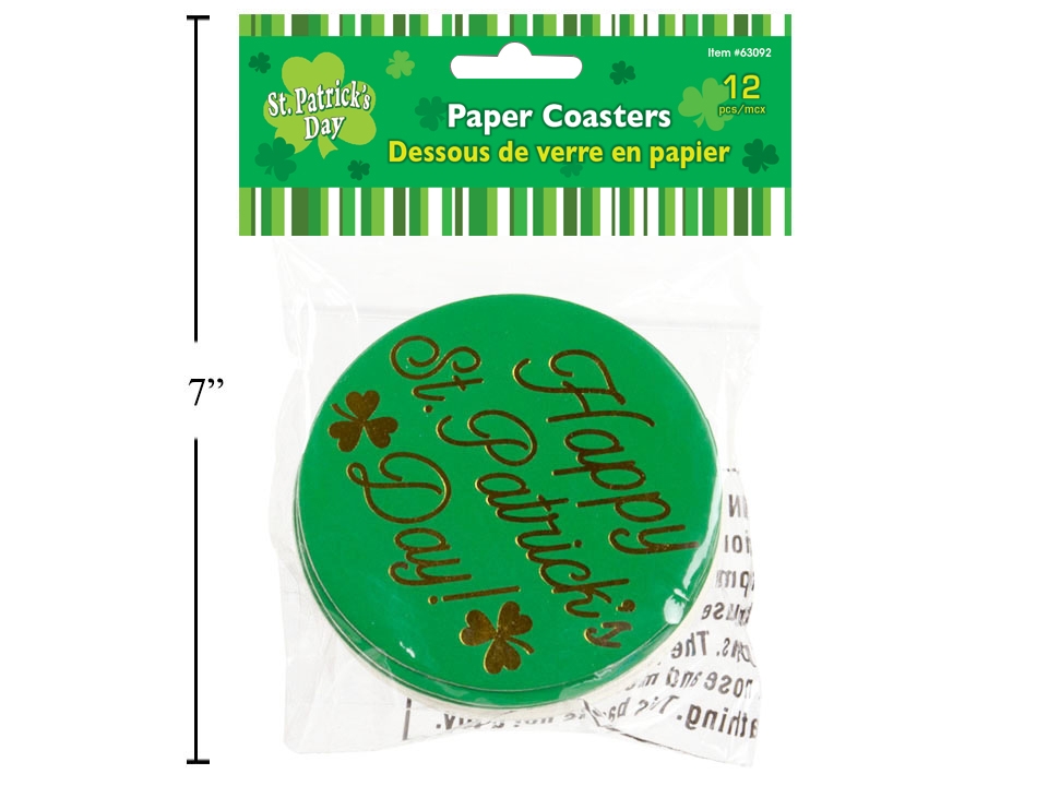 St. Patrick's Day Paper Coasters ~ 12 per pack-0