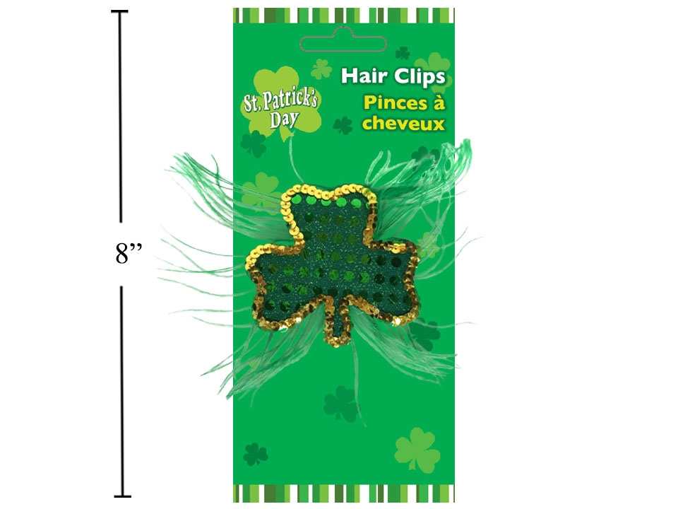 St. Patrick's Day Sequin Clover Hair Clip-0