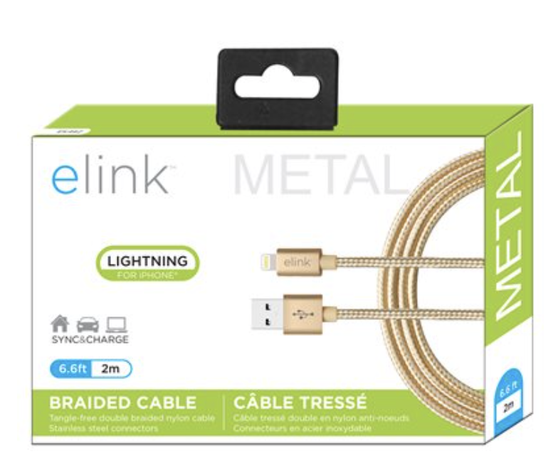 eLink Lightning Heavy Duty Braided Cable ~ 6'.6" / 2M-0