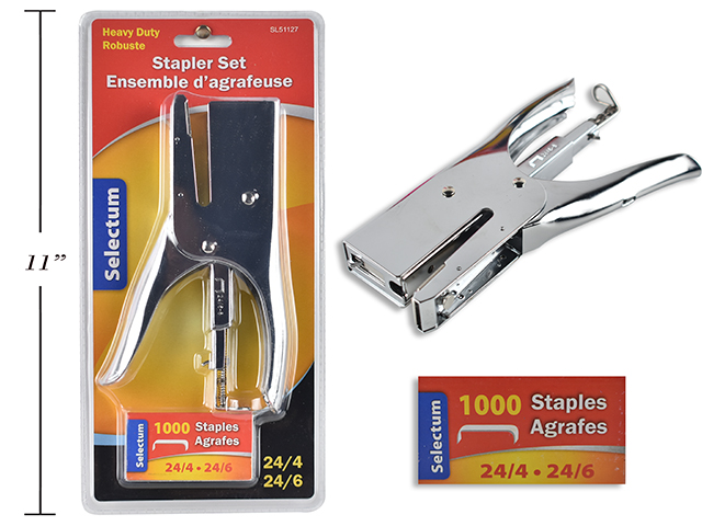 Selectum Heavy Duty Chrome Metal Stapler with 1,000 Staples-0