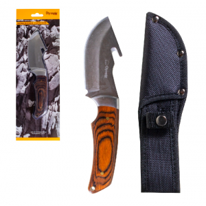 Skinning Knife with Fixed Blade & Gut Hook - 4" Blade ~ Rosewood Handle with Sheath-0