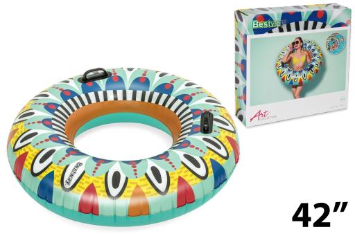 42" Fiesta Inflatable Swim Ring with Handles {36294}-0