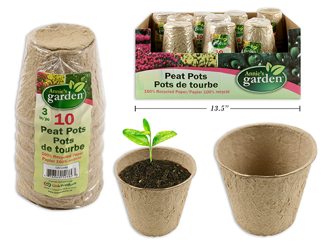 Round Paper Peat Pots - 3" ~ 10 per pack-0