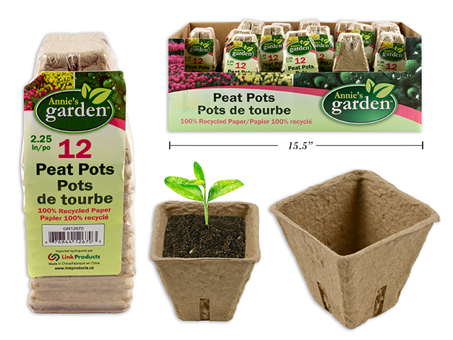Square Paper Peat Pots - 2.5" ~ 12 per pack-0