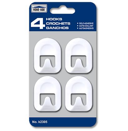 HomeAide Self-Adhesive Hooks - Medium ~ 4 per pack-0