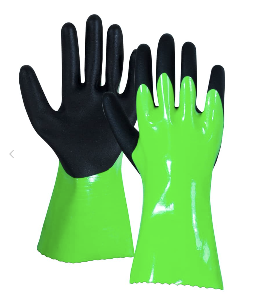 Green & Black PVC/Nitrile Unlined Gloves ~ 12 pairs/pack-0