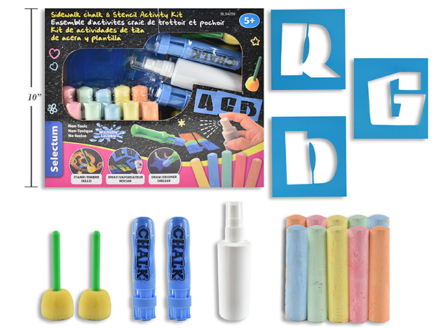 Sidewalk Chalk & Stencil Activity Set ~ 41 pieces-0