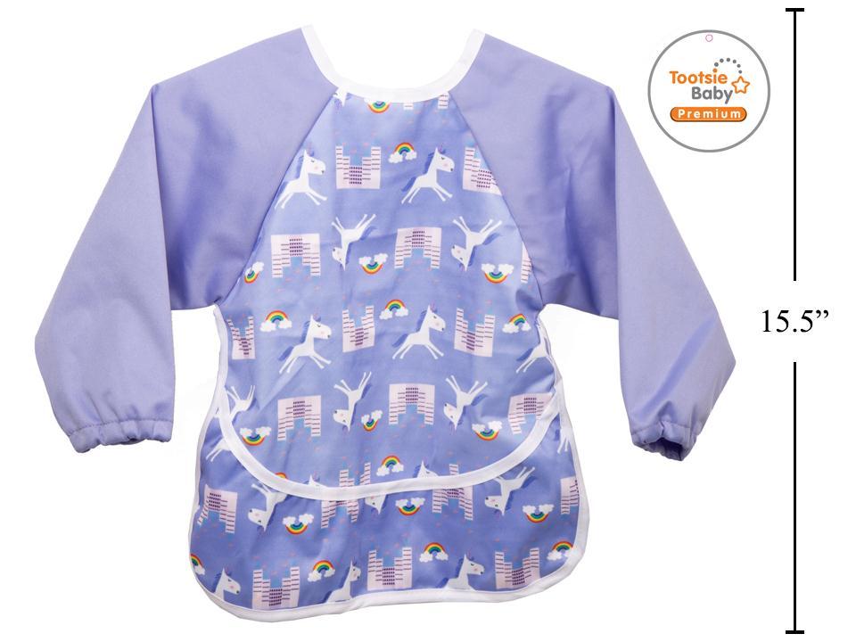 Tootsie Baby Bib with Sleeves & Velcro - 6m+ ~ Purple-0
