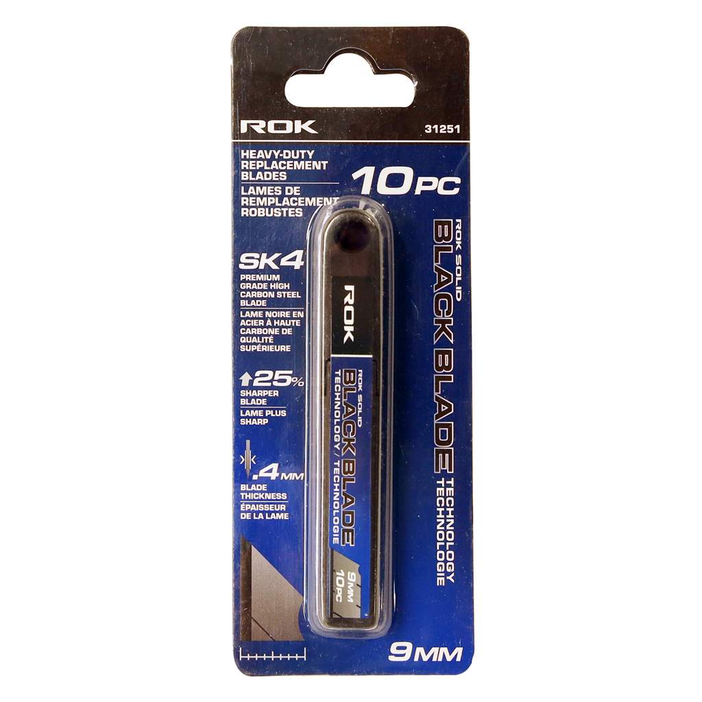 ROK Heavy Duty Utility Knife Replacement Blades - 10/pk ~ 9mm-0