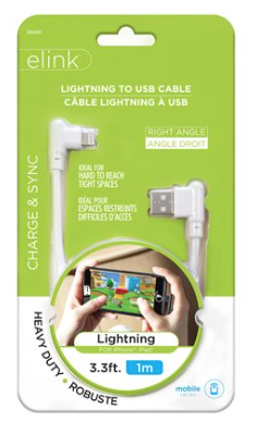 elink Heavy-Duty Right Angle Connector Lighting to USB Cable - 1M/3.3ft-0
