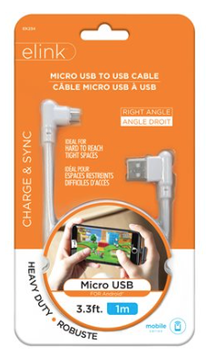 elink Heavy-Duty Right Angle Connector Micro to USB Cable - 1M/3.3ft-0