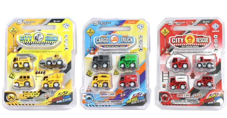 Mini Pull Back Action Vehicles ~ 4 per pack-0