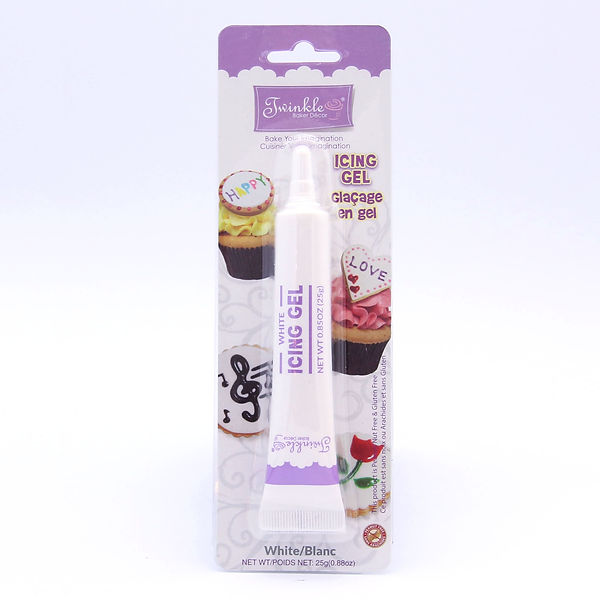 Twinkle Icing Gel - 25gram tube ~ White-0