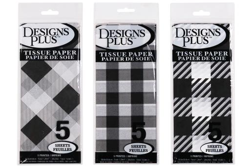 Printed Tissue Paper - Black & White Buffalo Plaid ~ 5 per pack-0