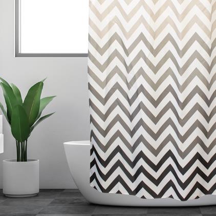 Fabric Shower Curtain - 72" x 72" ~ Grey Zigzag-0