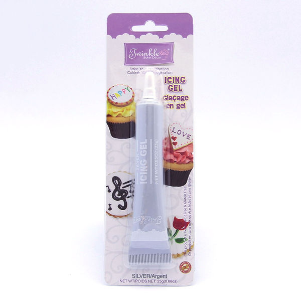 Twinkle Icing Gel - 25gram tube ~ Silver-0