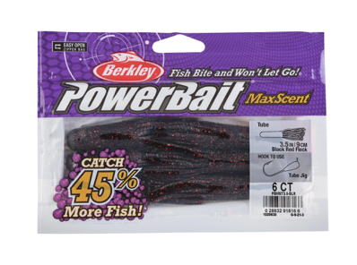 Berkley PowerBait MaxScent Tube - 3-1/2" - 6 per pack ~ Black Red Fleck-0