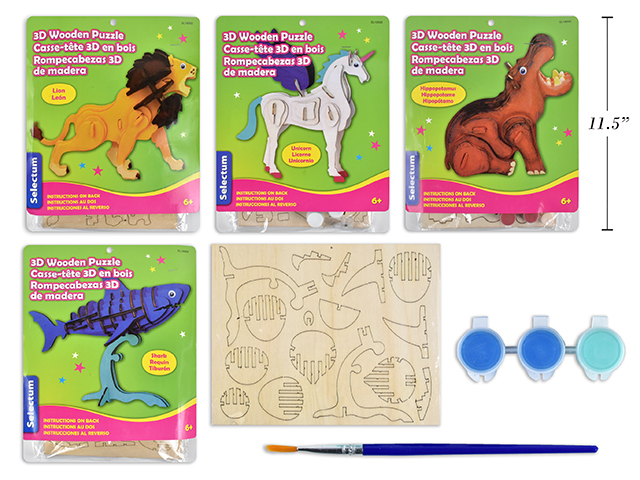 Selectum 3D Wood Puzzle and Paint Kit-0