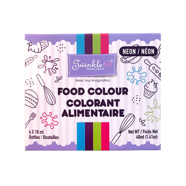 Twinkle Food Coloring - 4 x 10ml ~ NEON (Pink, Green, Purple, Blue)-0