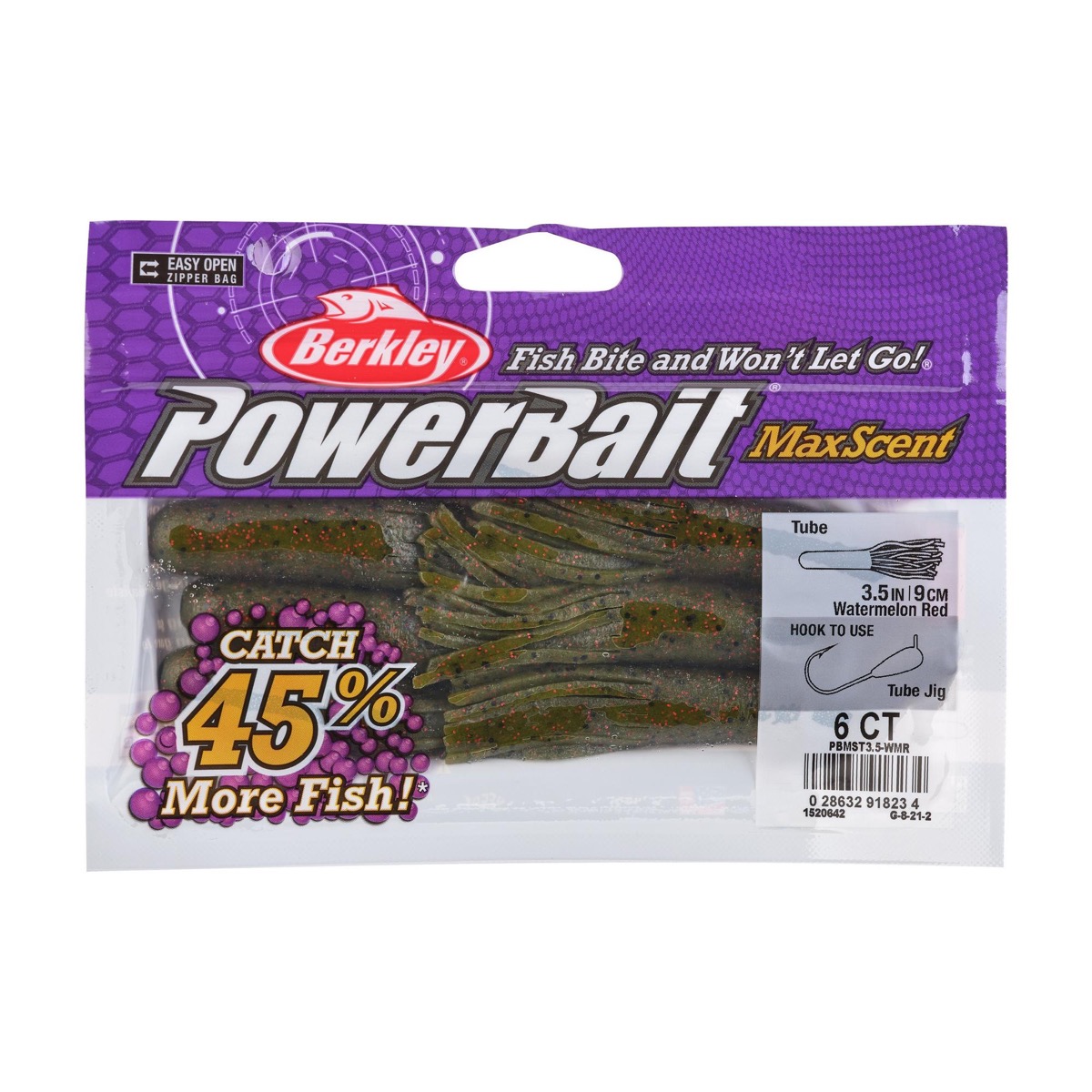 Berkley PowerBait MaxScent Tube - 3-1/2" - 6 per pack ~ Watermelon Red-0