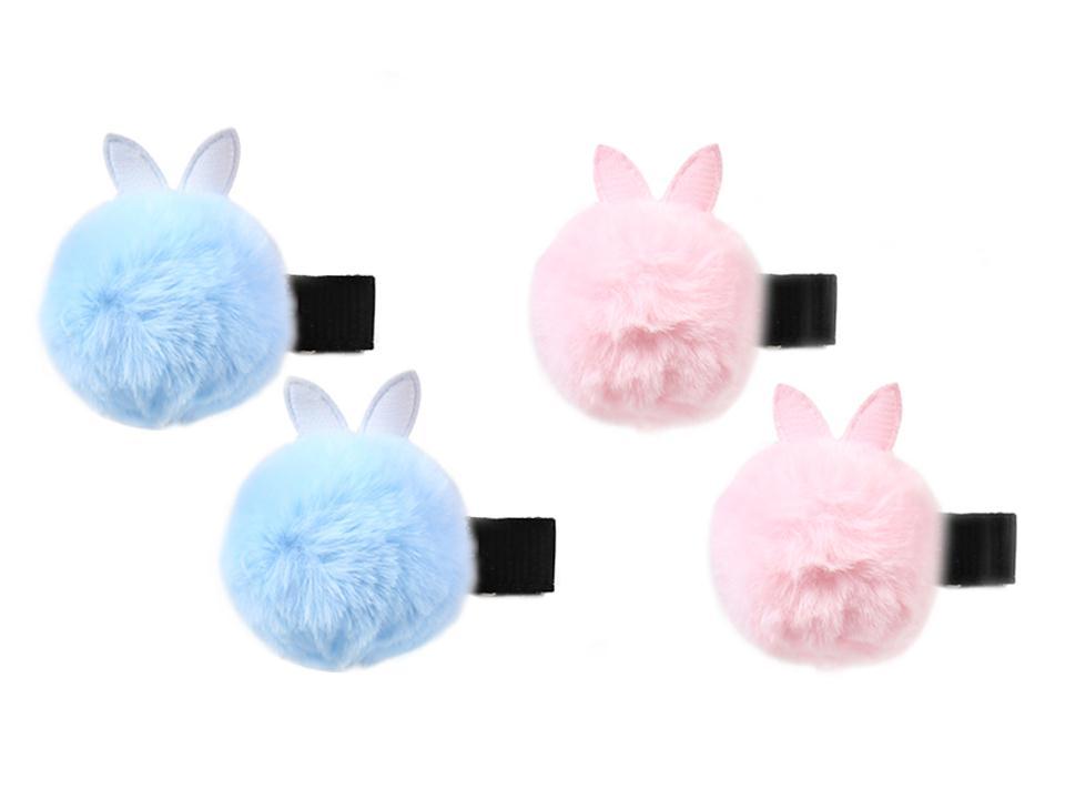 Eater Bunny Ears Pom Pom Hair Clips ~ 2 per pack-0