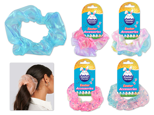 Easter Sequin (2 per pack) / Organza (3 per pack) Hair Scrunchies-0