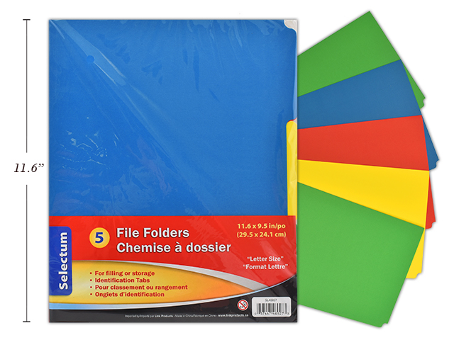 Selectum Letter Size File Folders - Assorted Colors ~ 5 per pack-0