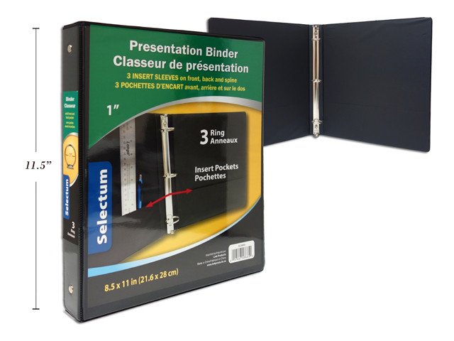 Selectum Hard Cover Presentation 3-Ring Binder + Pockets ~ 1"-0