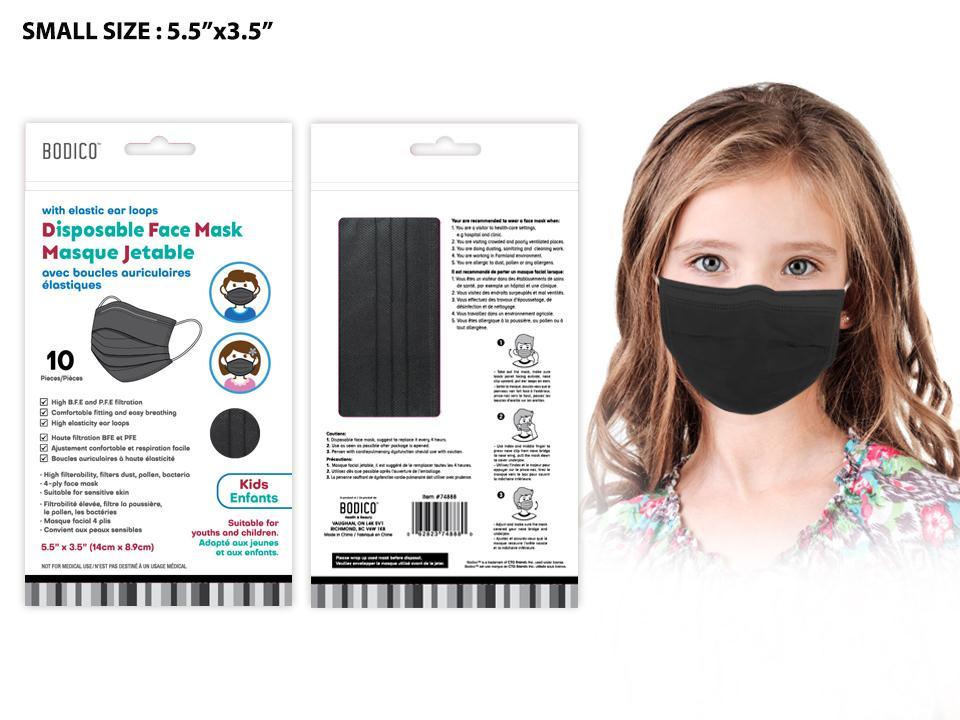 Bodice Kid's Disposable 4-Ply Face Masks - Black ~ 10 per pack-0