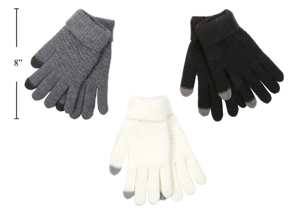 Ladies Knitted Gloves with Texting Fingers-0