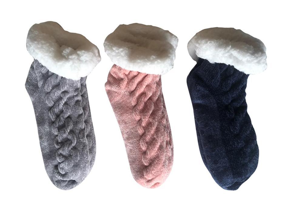 Ladies Sherpa Short Socks with Grippers -0