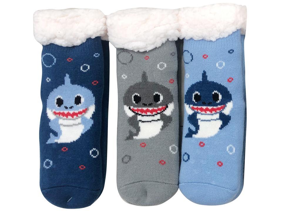 Boy's Sherpa Socks with Grippers ~ 2 Sizes; 6-8 / 9-12-0