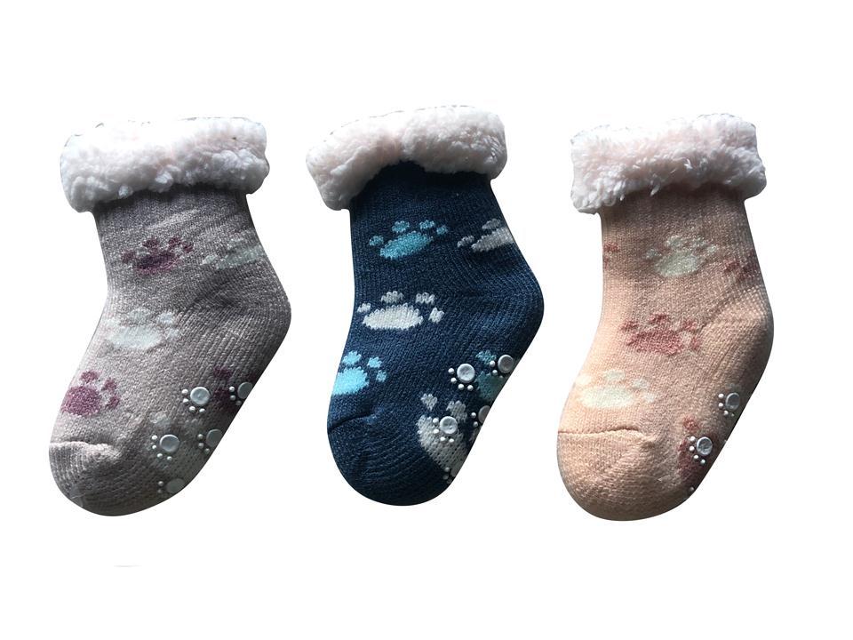 Girl's Sherpa Socks with Grippers ~ 2 Sizes; 6-8 / 9-12-0